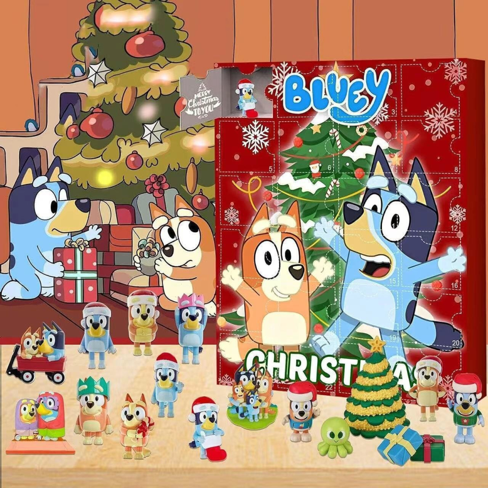 (B) Christmas Bluey Advent Calendar Contains 24 Gifts Christmas Countdown Calendar