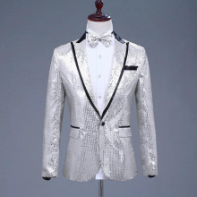 Costume Suit Jacket Casual Red Blazer Purple Dance Men Suits Blazers Sequins Singer Host Stage Performance clothes