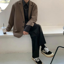 Loose Suit Jacket Brown Formal Men Dress Mens Office Society Jacket Blazer Jacket Mens Casual S-2XL