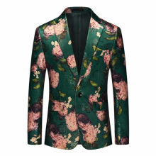 HOO Autumn Mens Business Casual Printed blazer One Button Large Size blazer