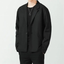Men Solid Blazers Autumn Single Breasted Casual Oversize Mens Outwear Pockets Ins Loose