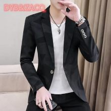 High-grade Mens Suit Printed Jacket Wear Jacket with Waist 1 Button Spring and Autumn Jacket S-3XL