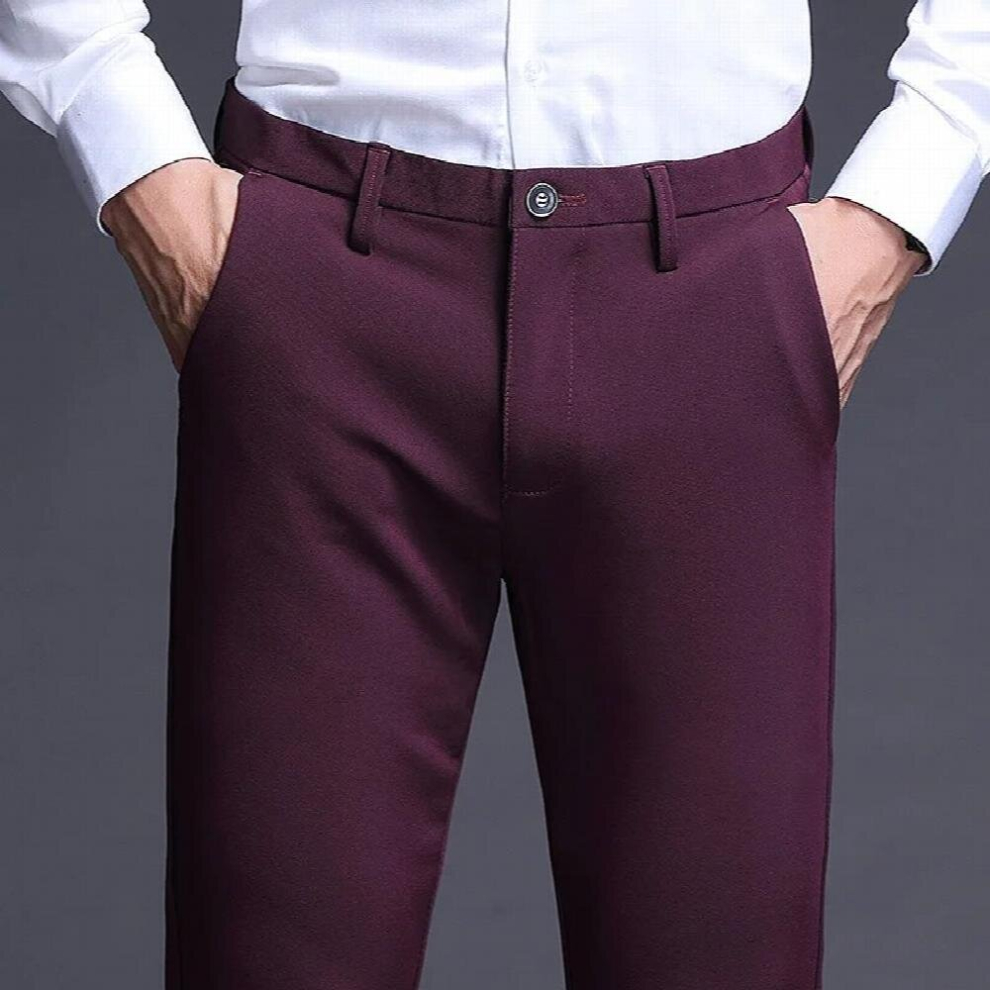 Stretch Slim Casual Dress Pants Men Red Business Office Formal Suit Pants for Men Summer Spring-image-OPC-PCQPYTG-NEW