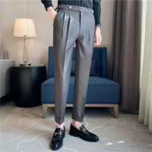 Mens Dress Suit Pants Spring High Business Solid Casual Stretch Slim Fit Trousers Mens Clothing