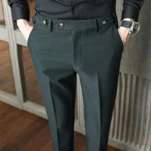 British Style Business Dress Pants Men Solid Office Social Casual Slim Fit Suit Pants Streetwear Trousers Costume Homme