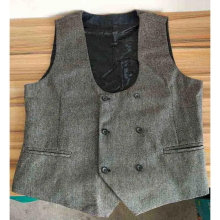 Spring Autumn Men Suit Vest Wool Double Breasted Waistcoat British Vintage Colete Dress Wedding Vest Formal Sleeveless Jacket