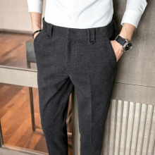 Mens Woolen Suit Pants High Plus Velvet Solid Casual Slim Pants Mens Formal Trousers Mens Clothing