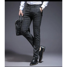 Plaid Dress Trousers Men Stretch Skinny Men Suit Pants Length Formal Business Summer dress Pants for men Trousers