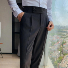 British High-waist Pant Men Social Pant Traje Hombre Formal Dress Pants Men Italian Men Trousers Hombre Dress Ankle Pant