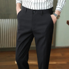 Stretch Formal Dress Trousers Male Autumn Straight Korea Freedom Relaxed Classic Flat Front Business Office Suit Pant