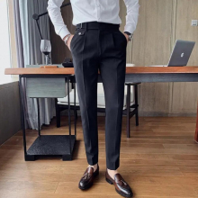 Men Spring British Style Business Casual Pants Male Slim Fit Pants Men Solid Formal Wear Office Trousers O108