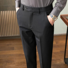 Autumn Mens Suit Pants Solid Business Dress Pants Casual Slim Fit Office Social Trousers Pantalon Homme Classique