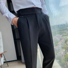 British Style Autumn Solid Business Casual Suit Pants Men Clothing All Match Formal Wear Office Trousers Straight 36