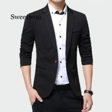 Mens Blazer Solid Suit Spring Autumn High Casual Coats Slim Fit Male Jackets M~5XL