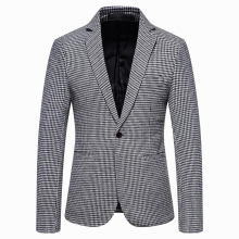 Autumn and winter mens plaid business casual suits mens comfortable windproof warm suit