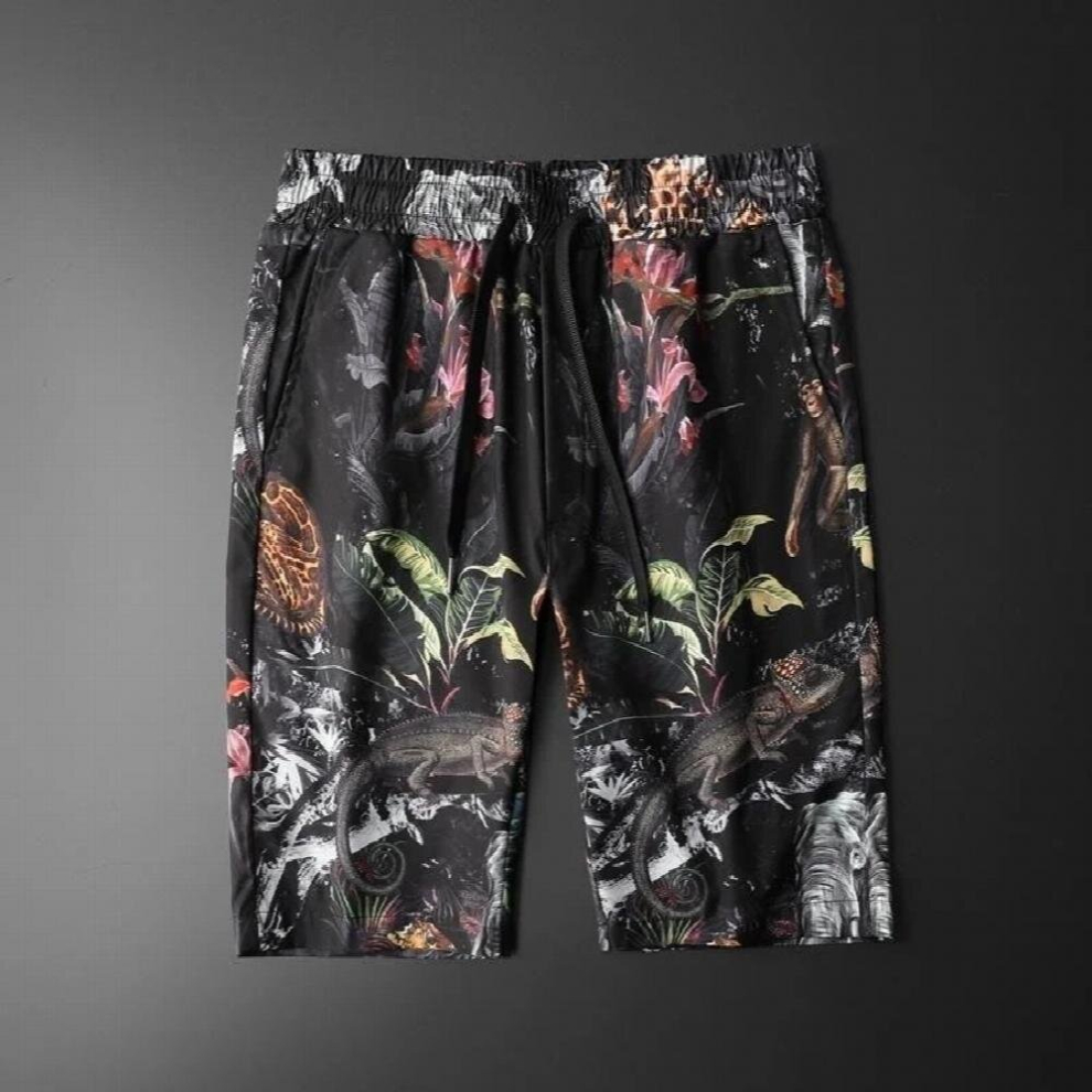 Boutique personalized printed casual cropped pants for young men ice silk breathable shorts for men-image-OPC-PCQQ577-NEW