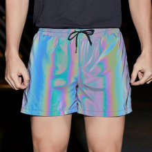 Boys and Girls Magic Reflective Shorts Mens Hip-hop Luminous Jogging Shorts Tight Lace Up Running Yoga Fitness Shorts Sportswear