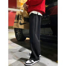 Mens Pants Spring Autumn Loose Straight Tube Wide Leg Versatile Cotton Solid Male Trousers