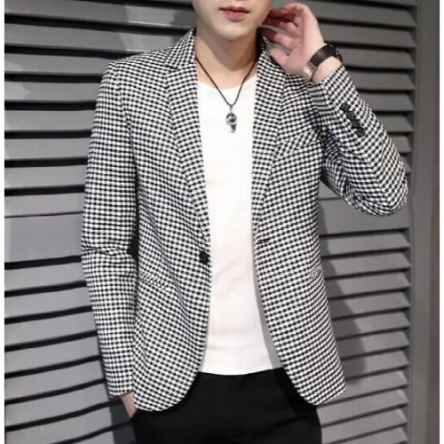 Mens casual plaid suit slim blazer