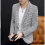Mens casual plaid suit slim blazer 2