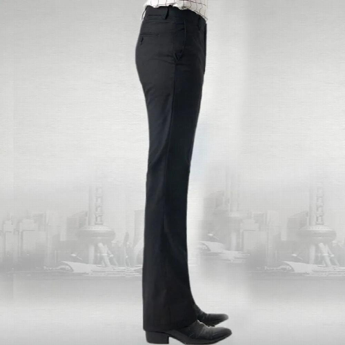 Men Flared Boot Cut Trousers Business Casual Classic Office Comfortable Elasticity Slim Bottom Formal Suit Pants