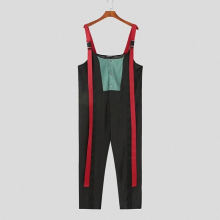 Men Jumpsuits Patchwork Button Streetwear Casual Suspender Rompers Personality Leisure Men Overalls S-5XL