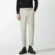 Autumn Winter Casual Pants Woolen Cloth Straight Ankle Length Men Solid Business Nine Points Suit Blazers Trousers