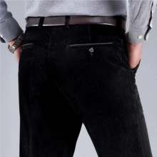 Big Size Winter Warm Fleece Corduroy Long Pants Men Loose Staight Classic Business Trousers Male Comfortable Men Clothing