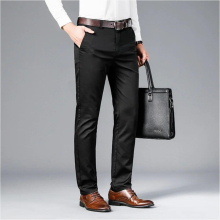 Casual Trousers Mens Business Suit Pants Classic Wrinkle-Free High Waist Straight Pants Stretch Dress Pants Male Clothes