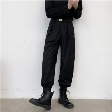 Autumn Fashionable Mens Trousers Personalized Belt Accessories Workwear Pocket Patchwork Casual Pants 9Y6318
