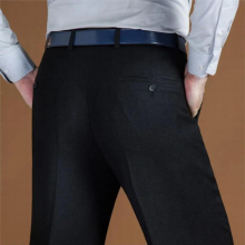 High Waist Wool Men Pants Classic Straight Loose Pleated Suit Pant For Men Formal Trousers Men Size 42 44