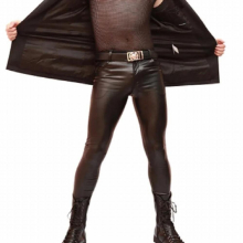 Men Skinny Pantalon Tight Latex Leather Pants Closefitting PU Faux Leather Legging Pencil Trousers Motorcycle Casual Bottoms