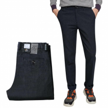 Plaid Pants Brown Pantalons Korea Style Autumn Winter Pants Men Trousers Business Thicken