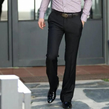 Men Boot Cut Trousers Business Classic Office Comfortable Kahki Slim Formal Bottom Flared Suit Pants