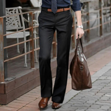 Autumn Formal Bottom Flared Suit Pants Of Men Business Casual Office Comfortable Kahki Slim Boot Cut Trousers