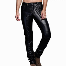 Men`s Motorcycle Faux Leather Pants Colors Red Biker Style Dance Stage Performance Trousers