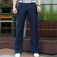 Mens Suit Pants Spring and Autumn Mens Micro-horn trousers Slim feet trousers Wide-leg Pants
