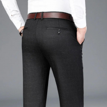 Spring Korea Style Plaid Casual Pants Mens Straight Gray Khaki Suit Pants Trousers For Men Big Size 29-36 38 40 42