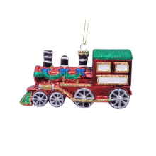 12 cm Red Glass Christmas Train Bauble Hanging Ornament