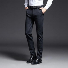 Mens Pants Smart Casual Pants Men High Business Striped Pants Autumn/Winter Plus Size 40 Cargo Pants