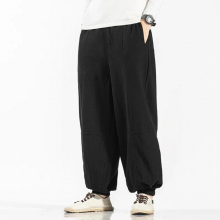 Chinese Style Retro Linen Pants Men Loose Plus Size Wudang Wide Pants 5XL Bloomers Casual Martial Arts Training Joggers