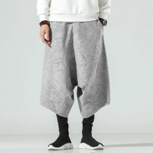 MrGB Chinese Style Embossed Mens Cross-pants Double Layer Warm Large Size Casual Vintage Male Trousers Pants
