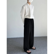 Straight Loose Men Trousers Autumn Solid Wide Leg Male Pants Temperament 2A6017