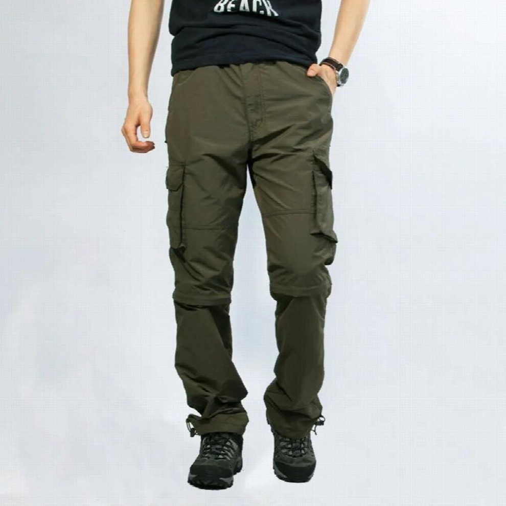 Mens Cargo Pants Quick-dry Double-used Pants Elastic Waist Detachable Feet Loose Straight Waterproof Trousers Sweatpants-image-OPC-PCQQ8PS-NEW