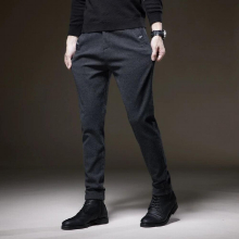 Autumn Winter Mens Slim Casual Pants Business Stretch Brushed fabric Thick Trousers Male 28-38