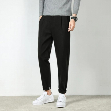Autumn Winter Woolen Long Pant Men Business Casual Warm Thicken Pants Office Social Trousers Pantalon