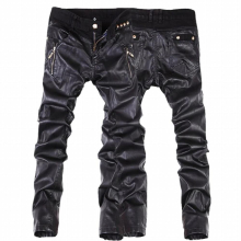 Men Leather Pants Slim Fit Skinny Jeans Motorcycle Trousers size 28-36 B104