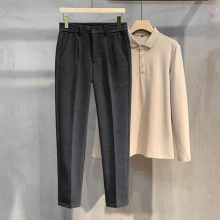 Slim Woolen Clothing Men Pants Autumn Winter Business Casual Suit Pants Office Long Straight Trousers L48