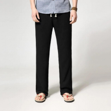 lightweight cotton linen straight loose trousers spring business casual men thin pants