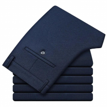 Autumn/Winter High Fabric Stretch High Waist Men Fit Straight Business Slacks Classic Twill Office Pants